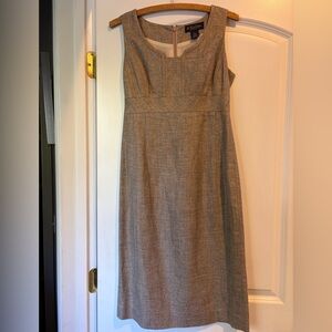 Brooks Brothers Linen Silk Blend Classic Tan Midi Dress, sz 2, silk lining